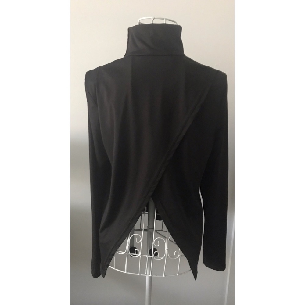 SHEIN Black Mock Neck Open Back Top S